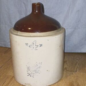 RARE Western Stoneward 4 Gl Whiskey Jug/ Crock w/ original wooden cork